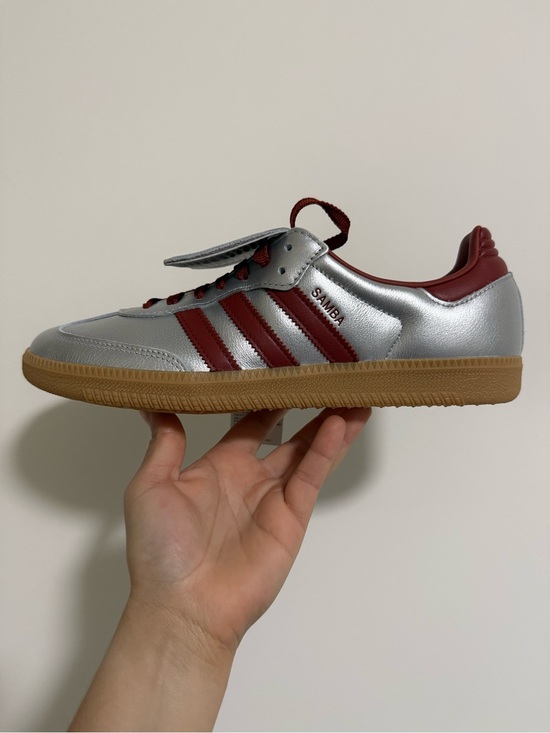 adidas Shoes - adidas Samba Sneaker — Silver with Maroon Accents size 10